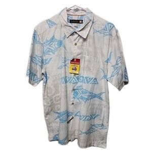 Quicksilver Waterman Collection Shirt Mens Xl Multicolor Fish Pattern Button Up